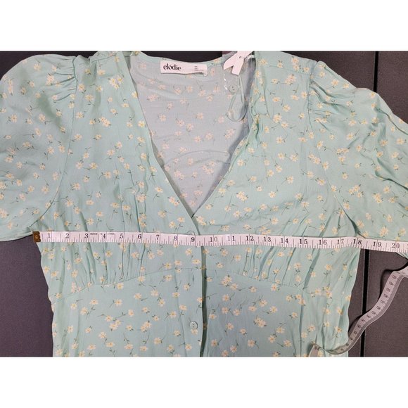 NWOT Elodie Fit and Flare Dress, Mint Green with White Flowers, Large - Picture 8 of 8